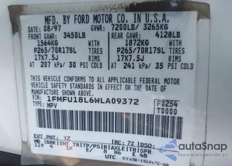 1998 Ford Expedition Eddie Bauer/Xlt from USA, damaged, VIN 1FMFU18L6WLA09372